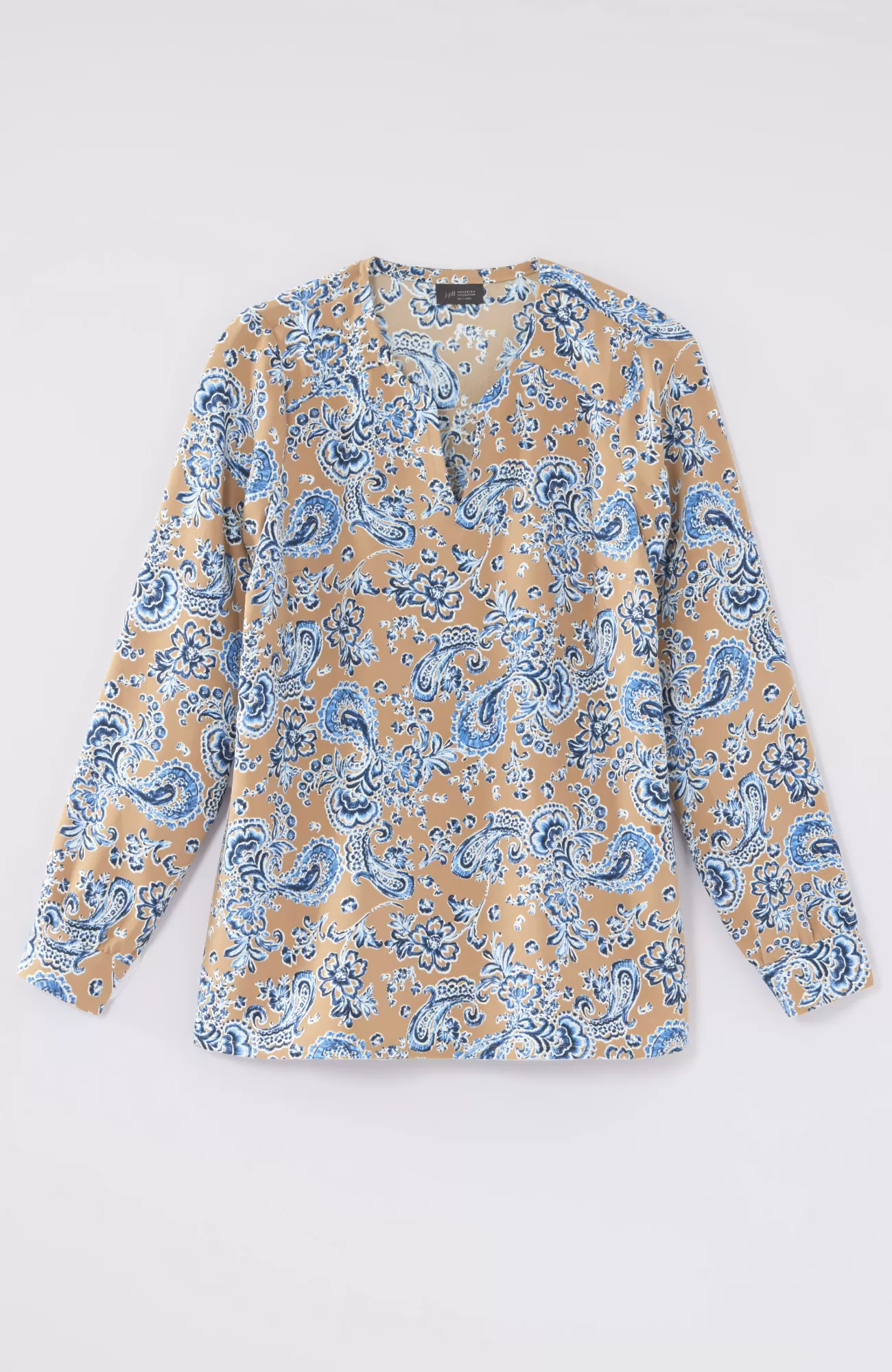 wearever_easycare_splitneck_popover_2-1.webp J.Jill Wearever Easy-Care Split-Neck Popover Light Toffee Stitched Paisley Best