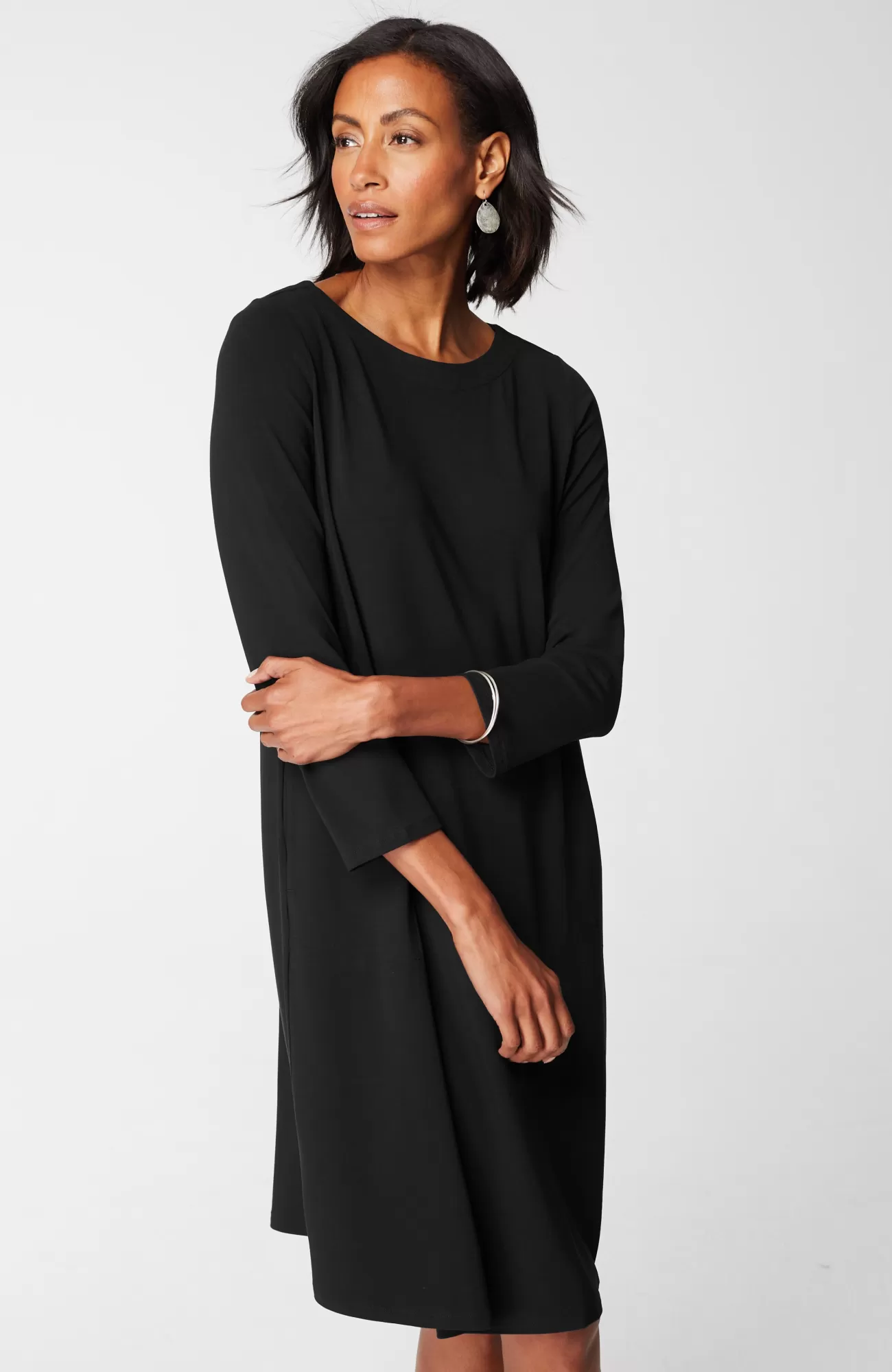 J.Jill Wearever Knit Pleat-Back Dress Blue Heron Shadow Bloom Online