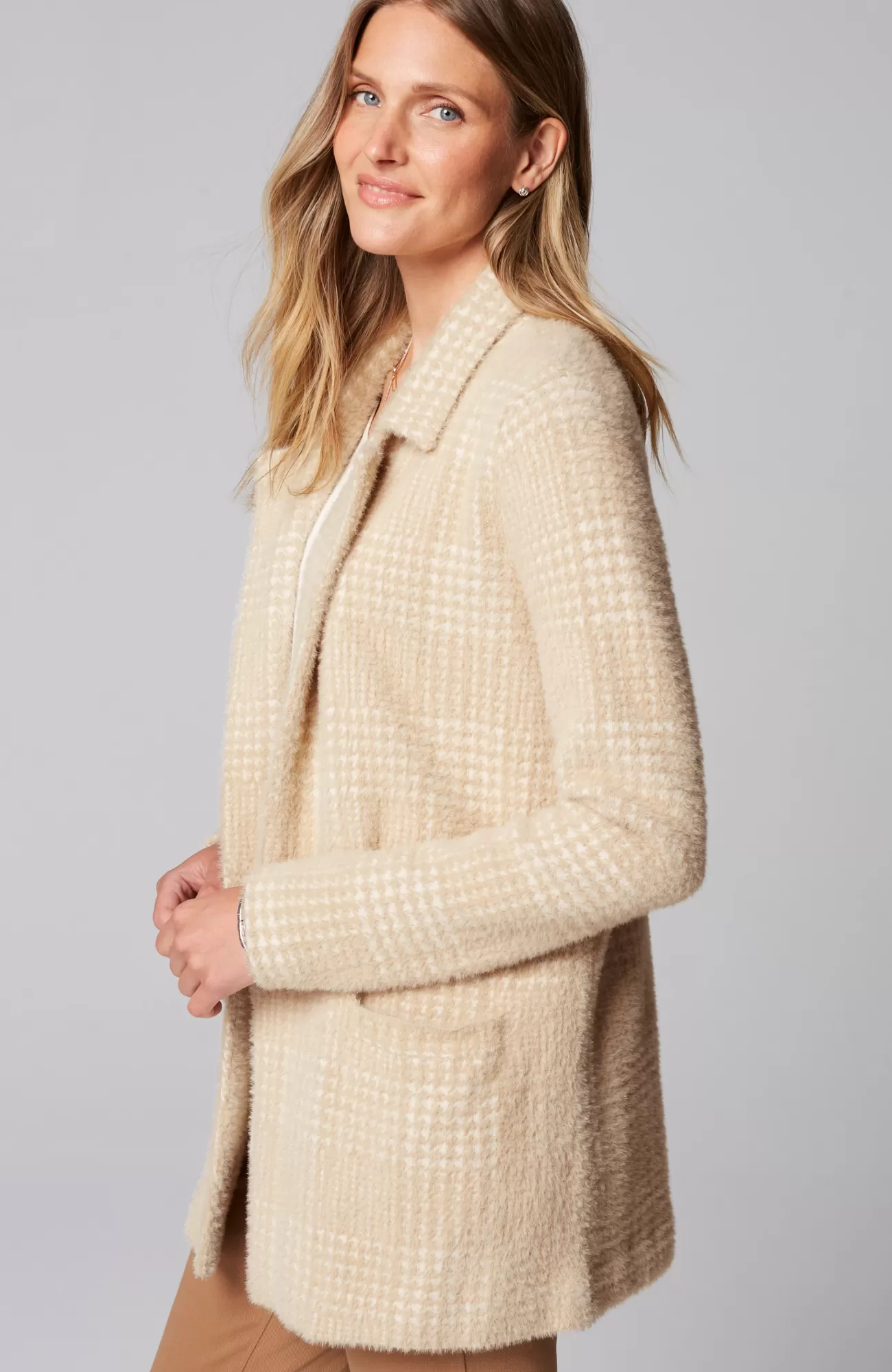 wearever_luxe_soft_plaid_sweaterjacket_5-1.webp J.Jill Wearever Luxe Soft Plaid Sweater-Jacket Cream/light Toffee Fashion