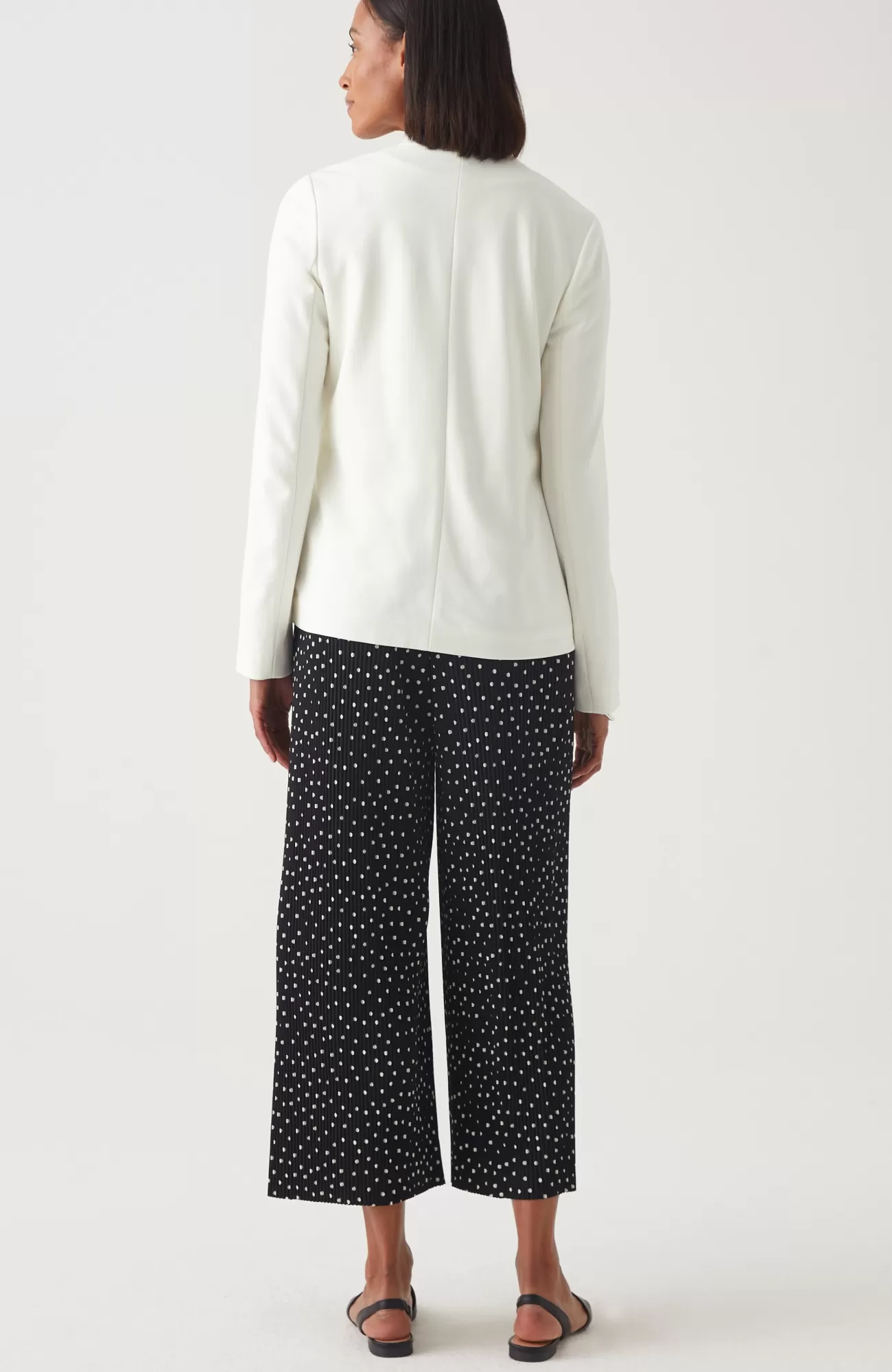 J.Jill Wearever Piped-Trim Blazer Cream/black Best