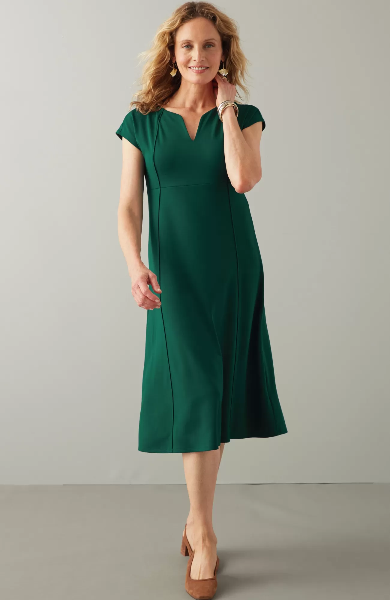J.Jill Wearever Seamed Split-Neck Dress Hot