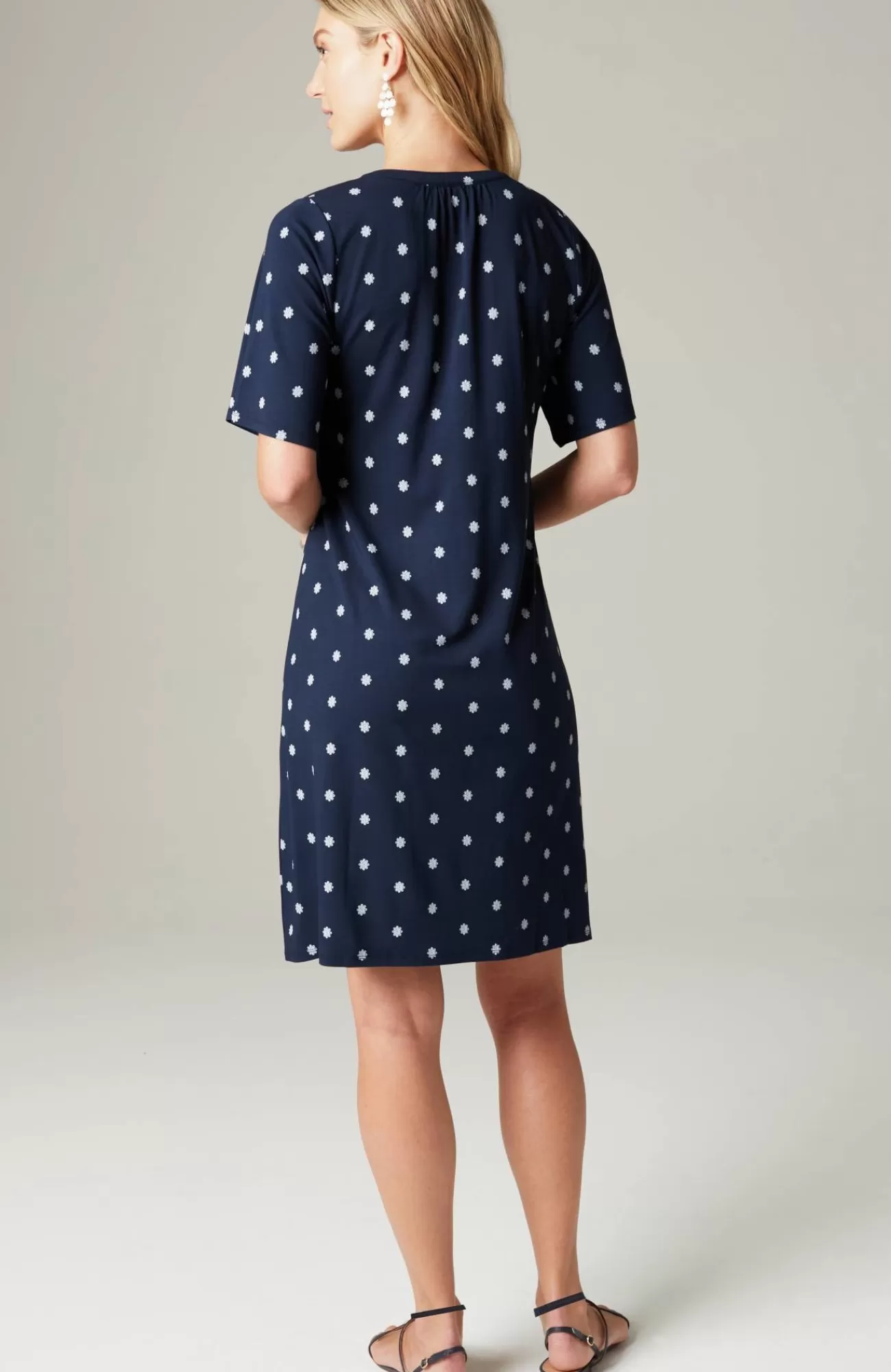 J.Jill Wearever Shirred-Neckline Flutter-Sleeve Dress New