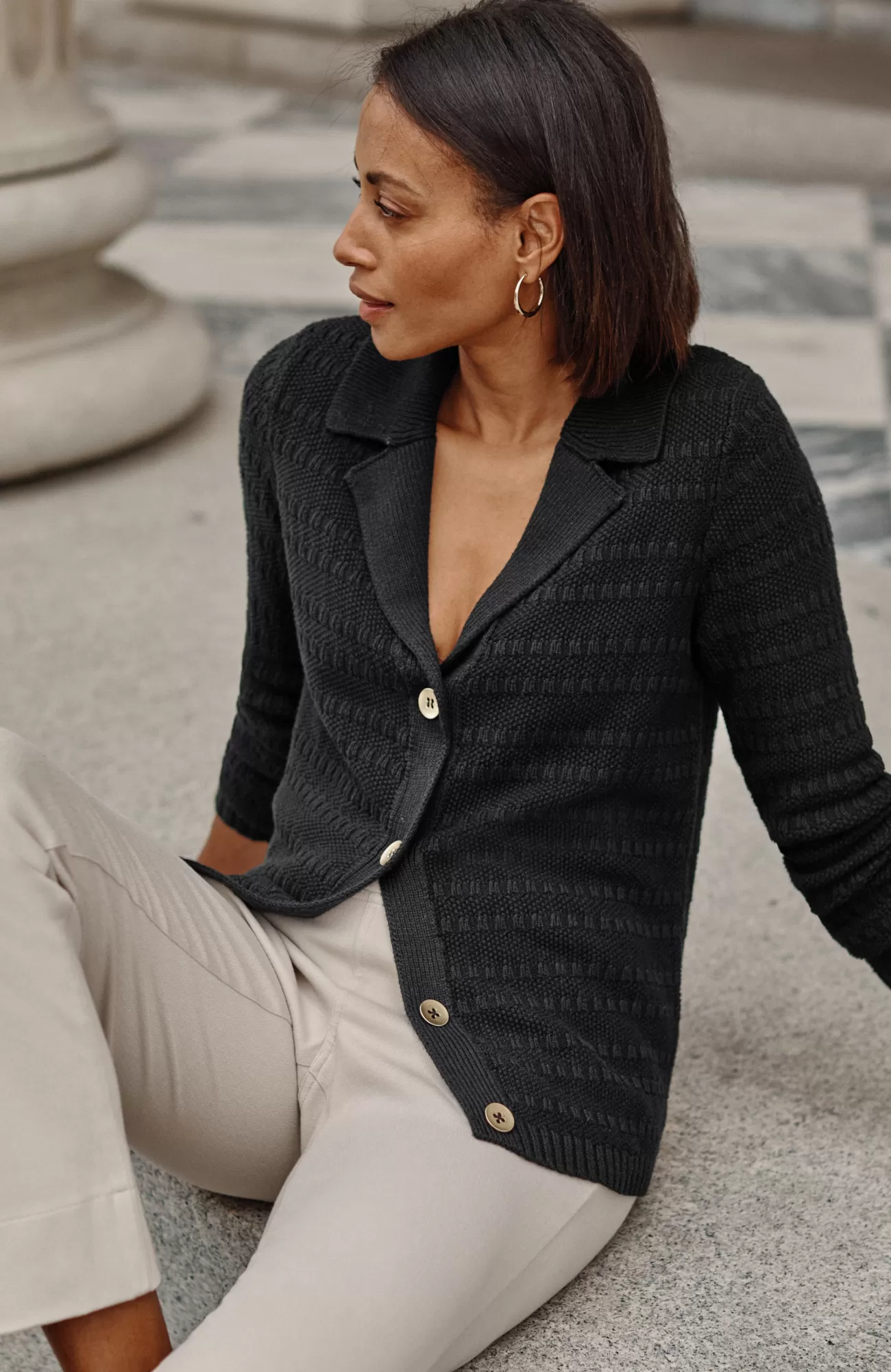 J.Jill Wearever Textured Collared Cardi Shop