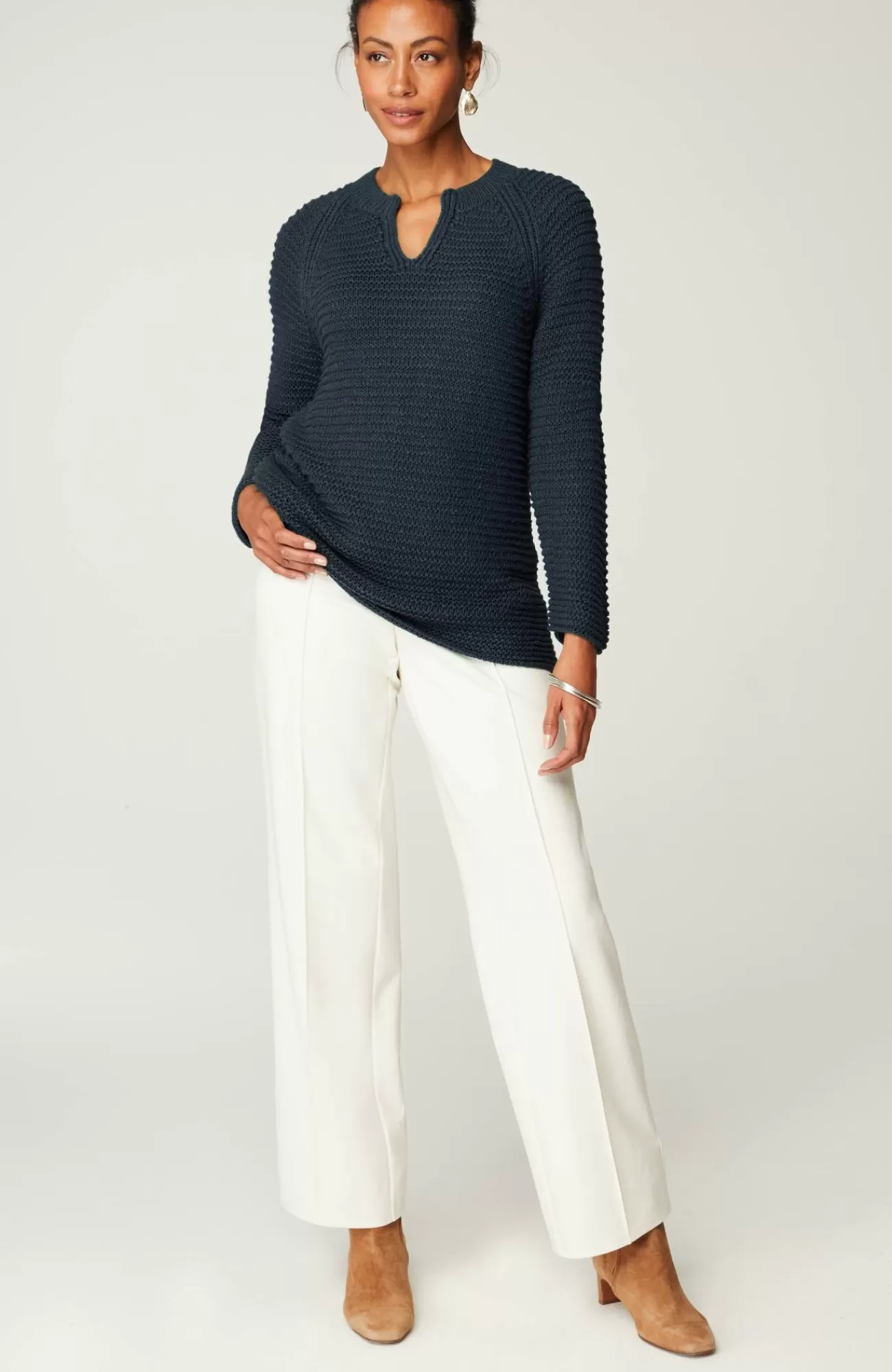 J.Jill Wearever Textured Split-Neck Sweater Cheap