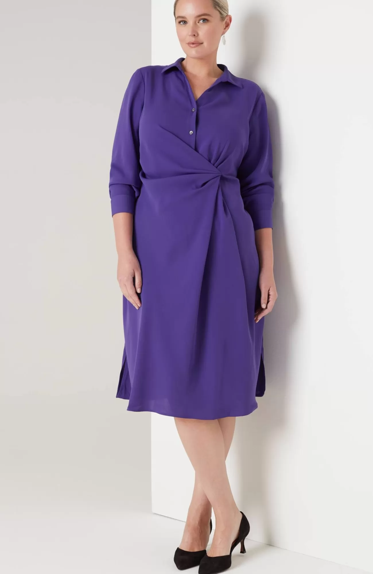 J.Jill Wearever Twist-Front Shirtdress Tanzanite Best